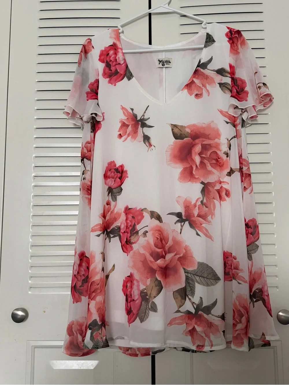 Show Me Your MuMu Kylie Dress with Coral Floral Print White Size S
